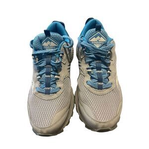 Saucony Womens Blue Wide Grid Cohesion React2U Sneakers Shoes Size 8